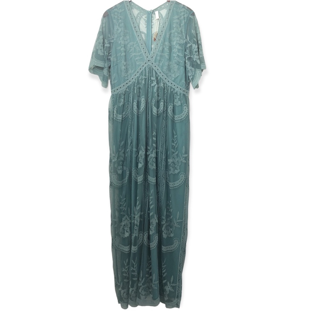 PinkBlush Sage Lace Mesh Overlay Maxi Dress Size XL Maternity Bridesmaid